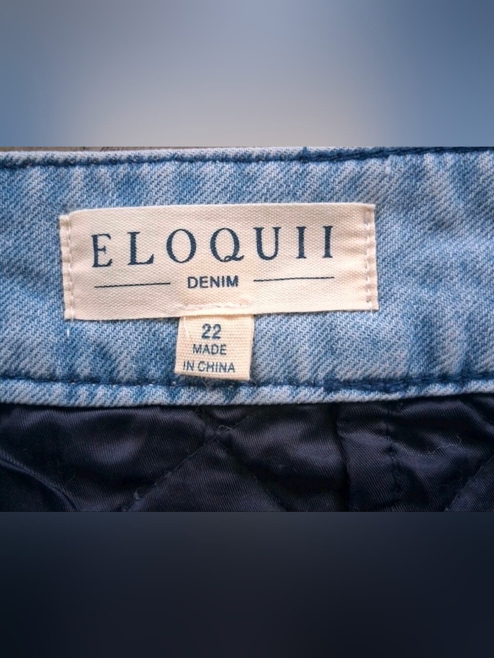 Eloquii Denim Skirt Sz 22 Knee Lgth MedWash Diamond Pattern W/Zipper & Lined - Picture 4 of 8